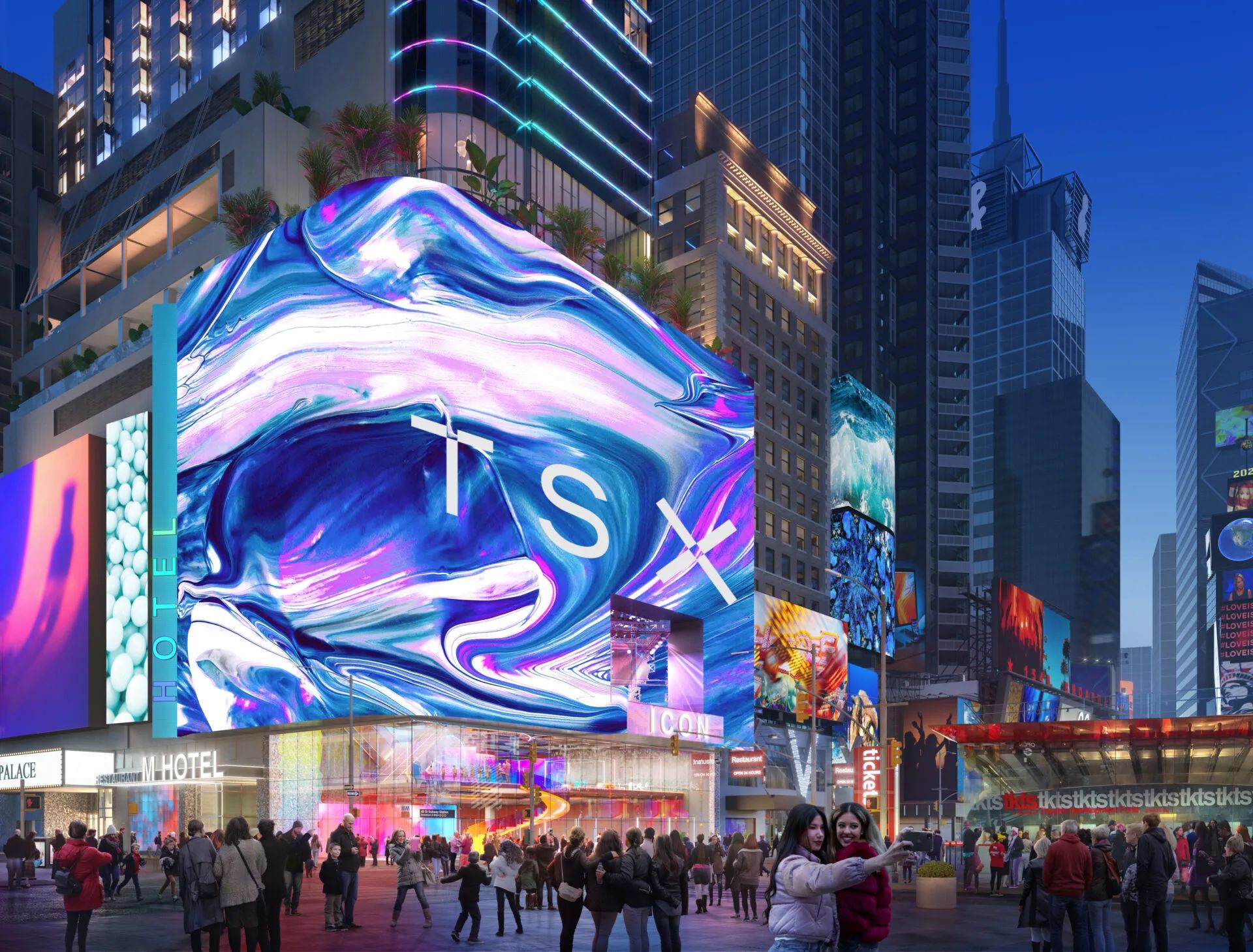 紐約TSX百老匯1800㎡巨幕,三思LED,硬核科技,打造沉浸式,娛樂新地標