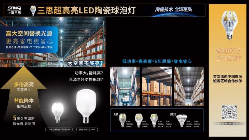 超越所見,三思,重磅發布,10000流明,A21,陶瓷球泡,高端光源,“陶瓷芯”,填補全球市場空白